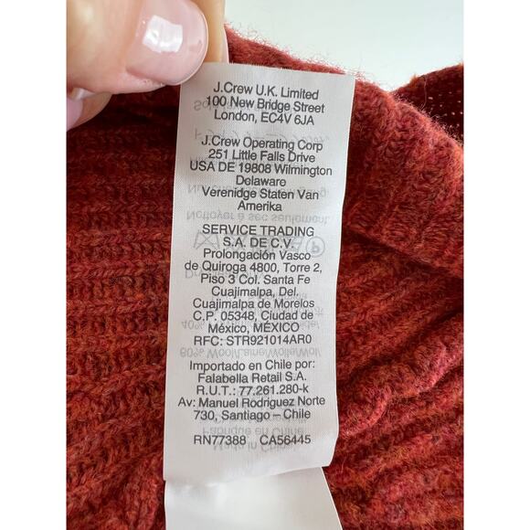 Madewell Burnt Orange Long Sleeve V-Neck Wool Blend Women's Knit Sweater Size M - Picture 8 of 8